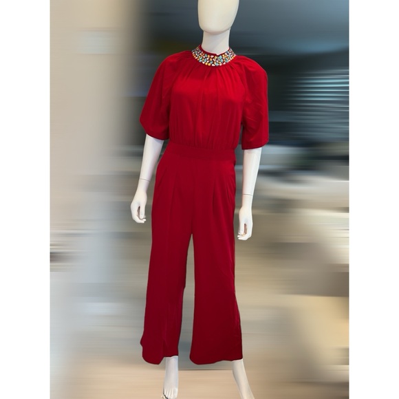 AVAILABLE Gorgeous wine red embellished jumpsuit S M L - Picture 5 of 10